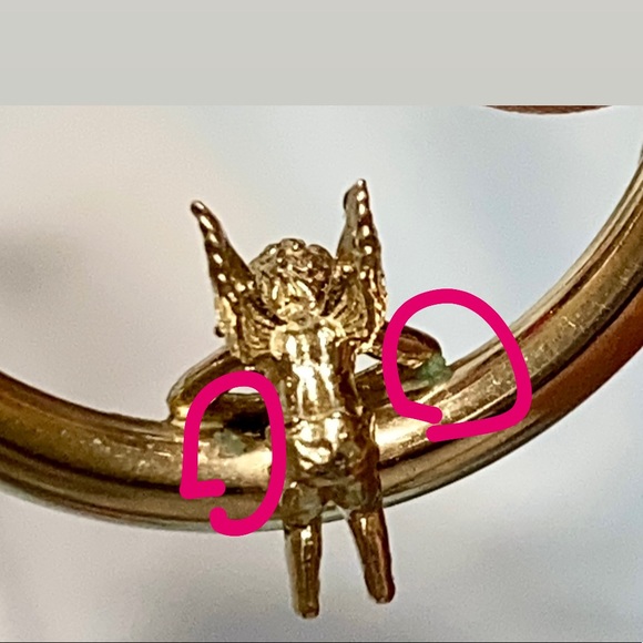 I see Angels on the moon hoops earrings 14 gold - Picture 5 of 12